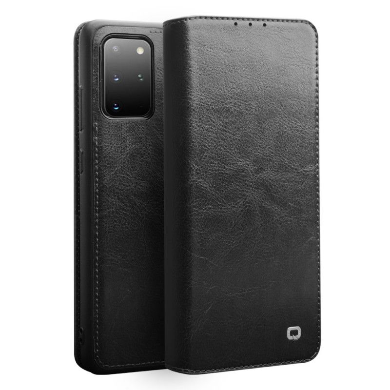 Folio Deksel Samsung Galaxy S20 Plus / S20 Plus 5G Svart Qialino Ekte Skinn Anti-fall