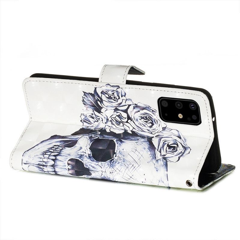 Lærdeksel Folio Deksel Samsung Galaxy S20 Plus / S20 Plus 5G Mobildeksel Blomsterhodeskalle