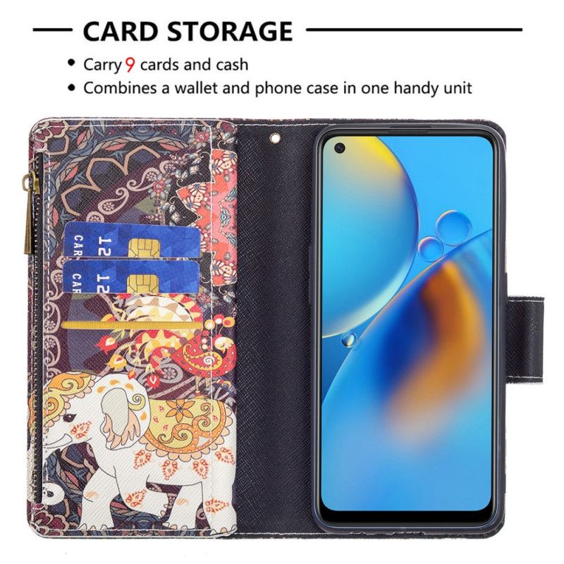 Folio Deksel Oppo A74 4g Elefantlomme Med Glidelås Beskyttelse Deksel