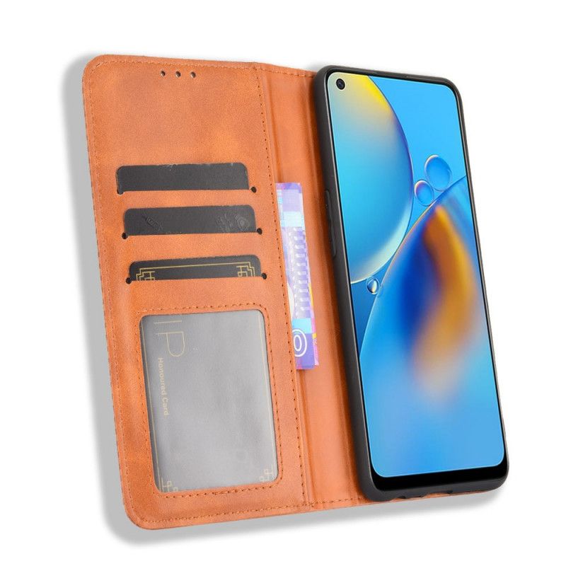 Folio Deksel Oppo A74 4g Stilisert Vintage Skinneffekt