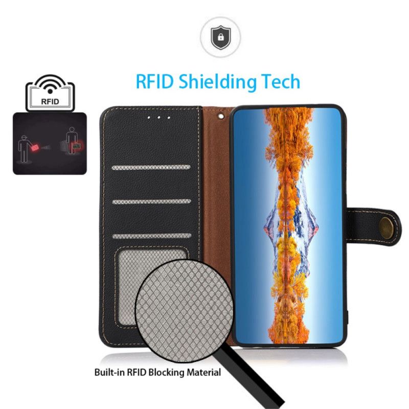 Lærdeksel Folio Deksel Oppo A74 4g Ekte Skinn Khazneh Rfid
