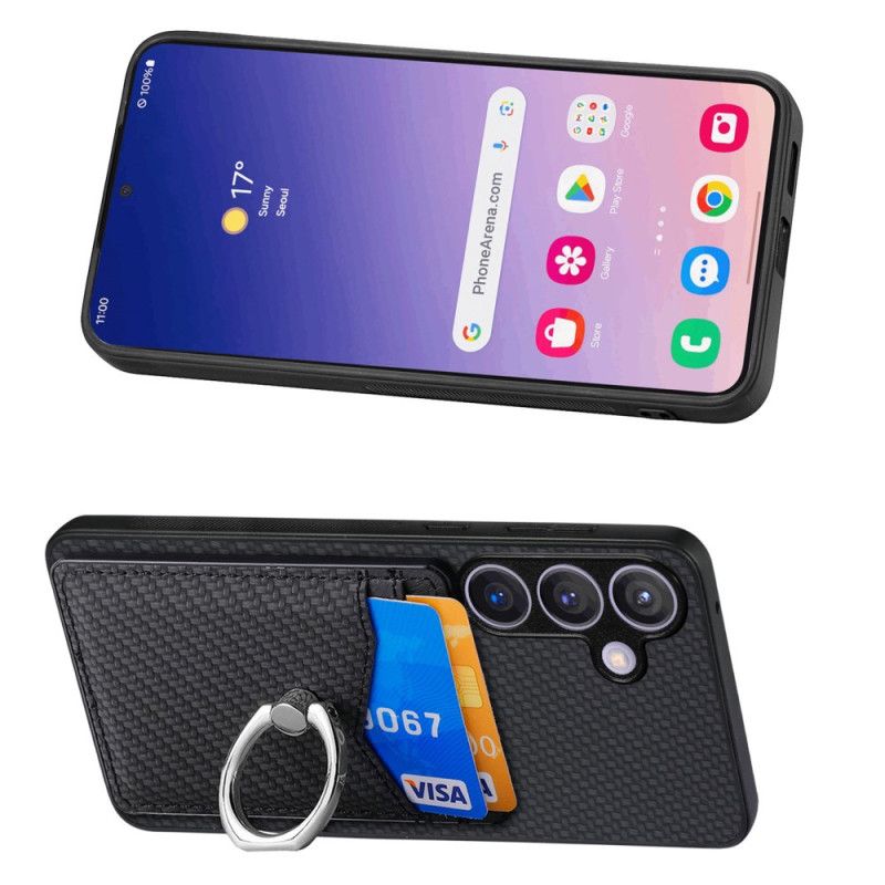 Deksel Samsung Galaxy S25 5g Kortholder Og Ringstativ I Karbonfiber