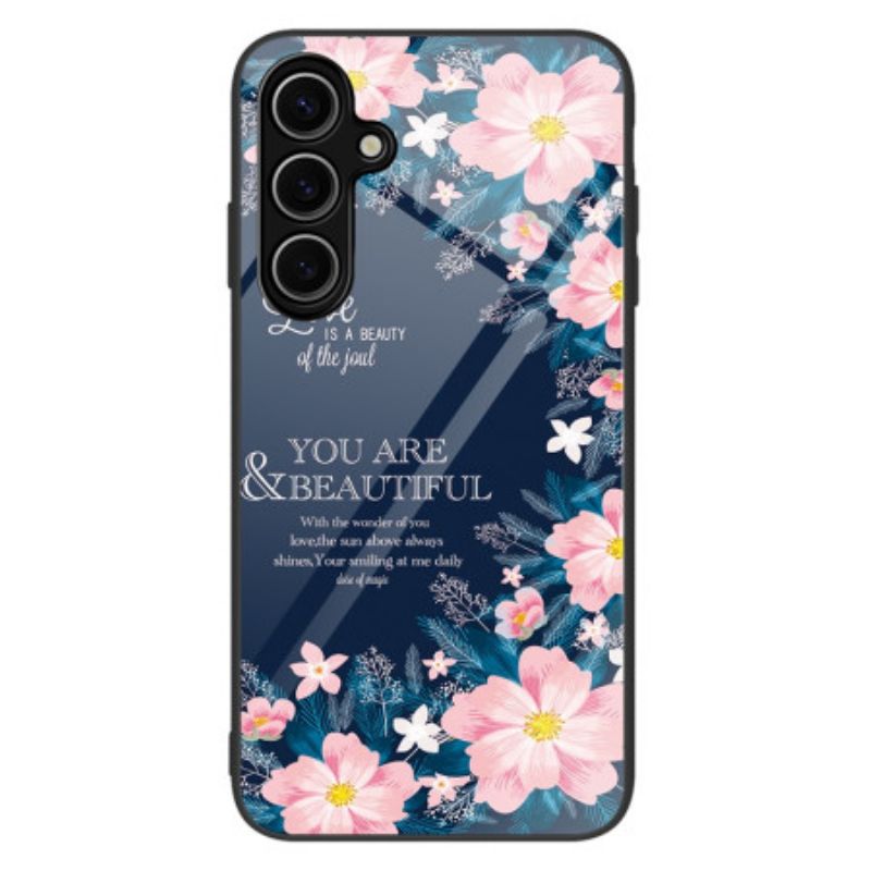 Deksel Samsung Galaxy S25 5g Mobildeksel Rosa Blomster Herdet Glass