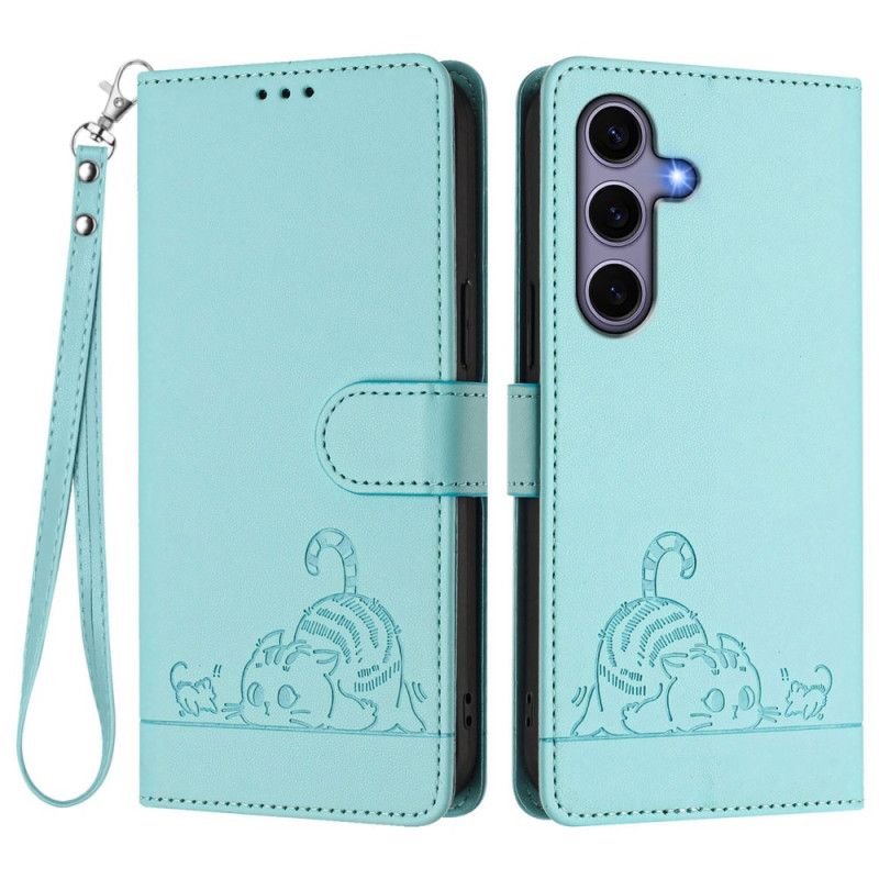 Folio Deksel Samsung Galaxy S25 5g Rfid-beskyttende Kattemotiv Beskyttelse Deksel