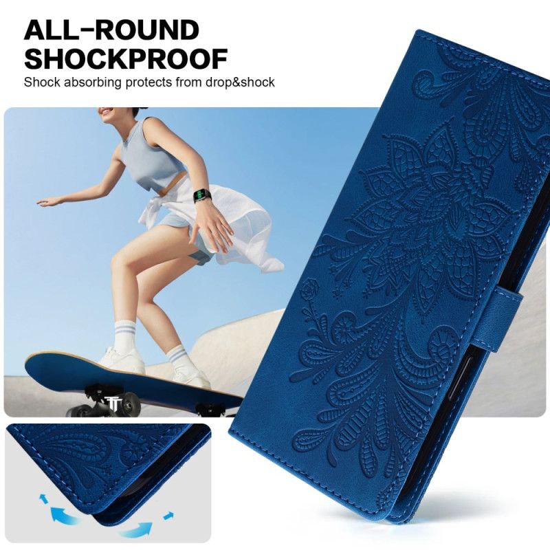 Lærdeksel Folio Deksel Samsung Galaxy S25 5g Blomstermønster Med Blonder