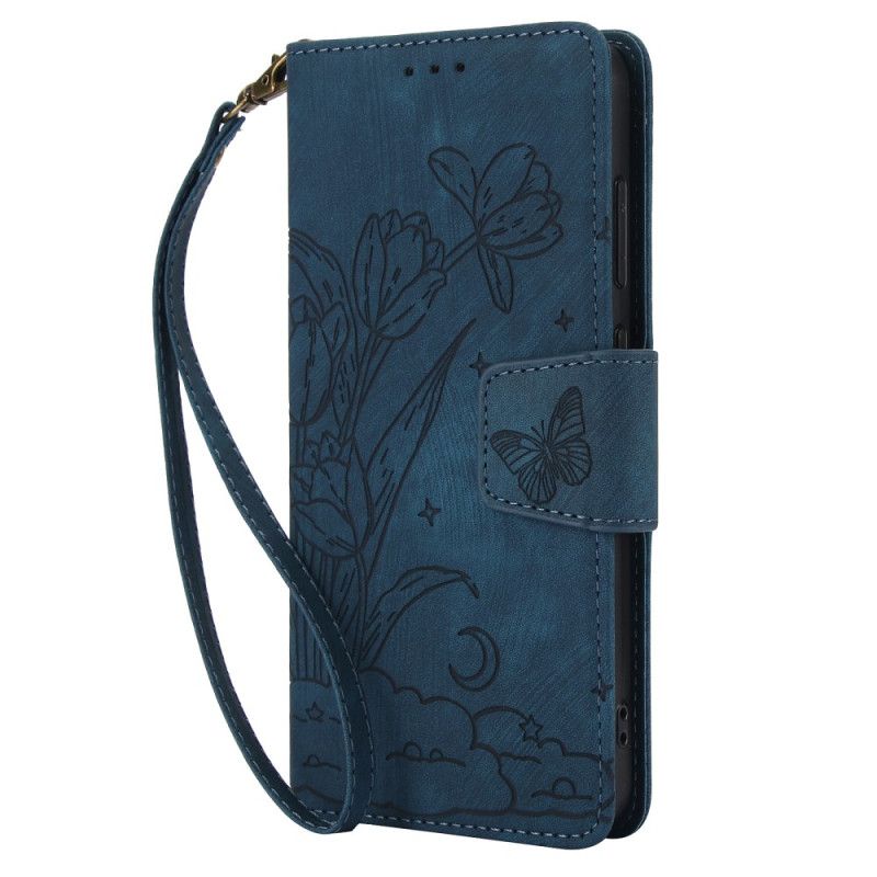 Lærdeksel Folio Deksel Samsung Galaxy S25 5g Blomstermønster Med Semsket Skinneffekt