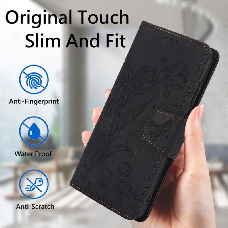 Lærdeksel Folio Deksel Samsung Galaxy S25 5g Blomstermønster Med Semsket Skinneffekt