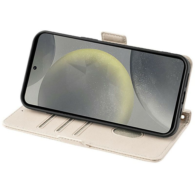 Lærdeksel Folio Deksel Samsung Galaxy S25 5g Metallstropplås