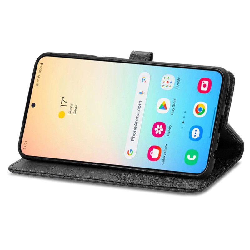 Lærdeksel Folio Deksel Samsung Galaxy S25 5g Mobildeksel Barokk Mandala-snor