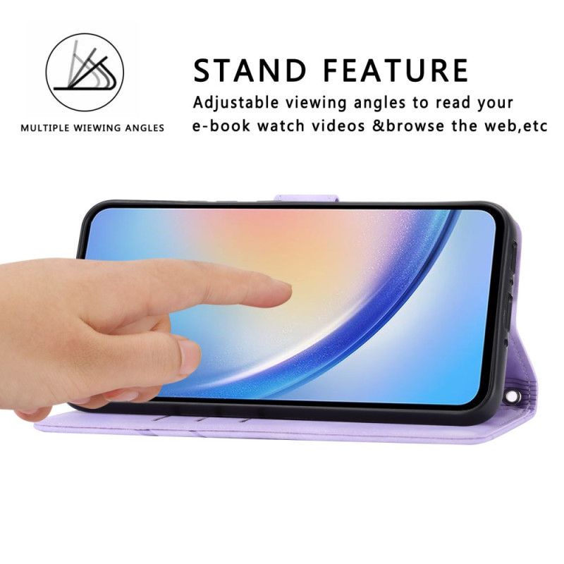 Lærdeksel Folio Deksel Samsung Galaxy S25 5g Mobildeksel Stripete Snor