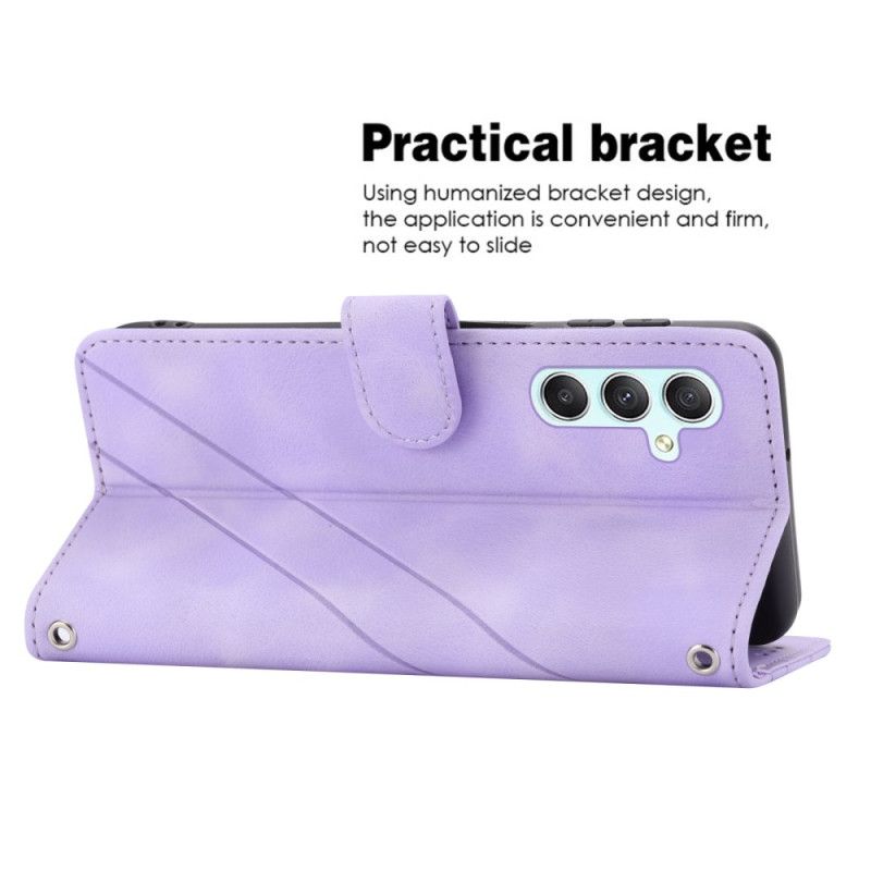 Lærdeksel Folio Deksel Samsung Galaxy S25 5g Mobildeksel Stripete Snor