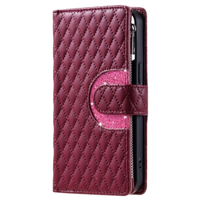 Lærdeksel Folio Deksel Samsung Galaxy S25 5g Mobildeksel Vattert Glidelåslommebok