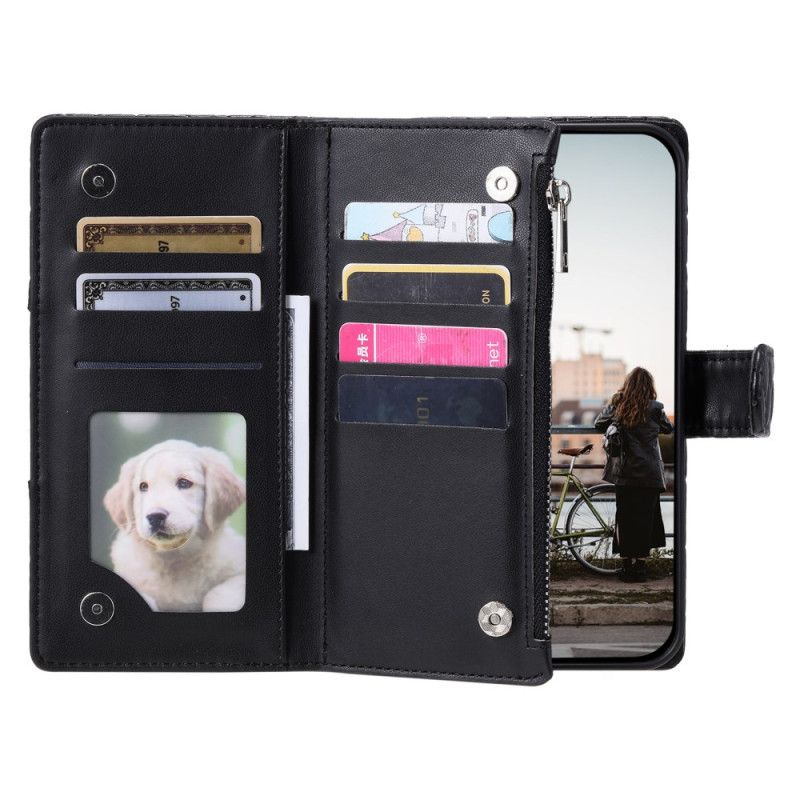 Lærdeksel Folio Deksel Samsung Galaxy S25 5g Mobildeksel Vattert Glidelåslommebok