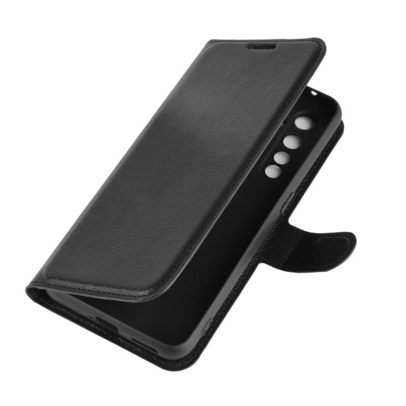 Folio Deksel for Realme X50 Pro Svart Klassisk Litchi-Effekt