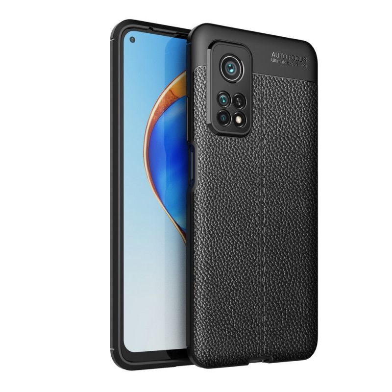Deksel for Xiaomi Mi 10T / 10T Pro Svart Dobbeltlinje Litchi-Skinneffekt