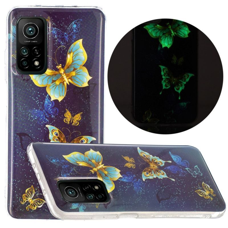 Deksel Xiaomi Mi 10T / 10T Pro Mørkeblå Fluorescerende Sommerfugleserie