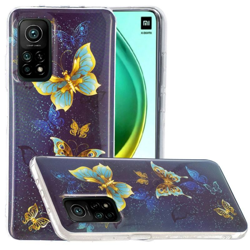 Deksel Xiaomi Mi 10T / 10T Pro Mørkeblå Fluorescerende Sommerfugleserie