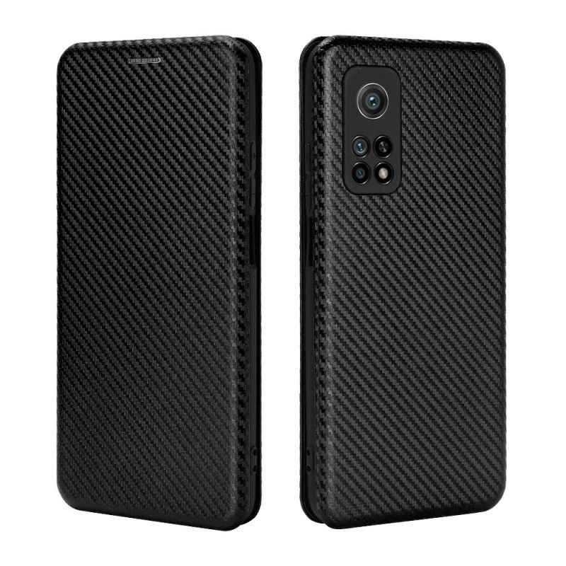Folio Deksel Xiaomi Mi 10T / 10T Pro Svart Mobildeksel Karbonfiber Med Støttering