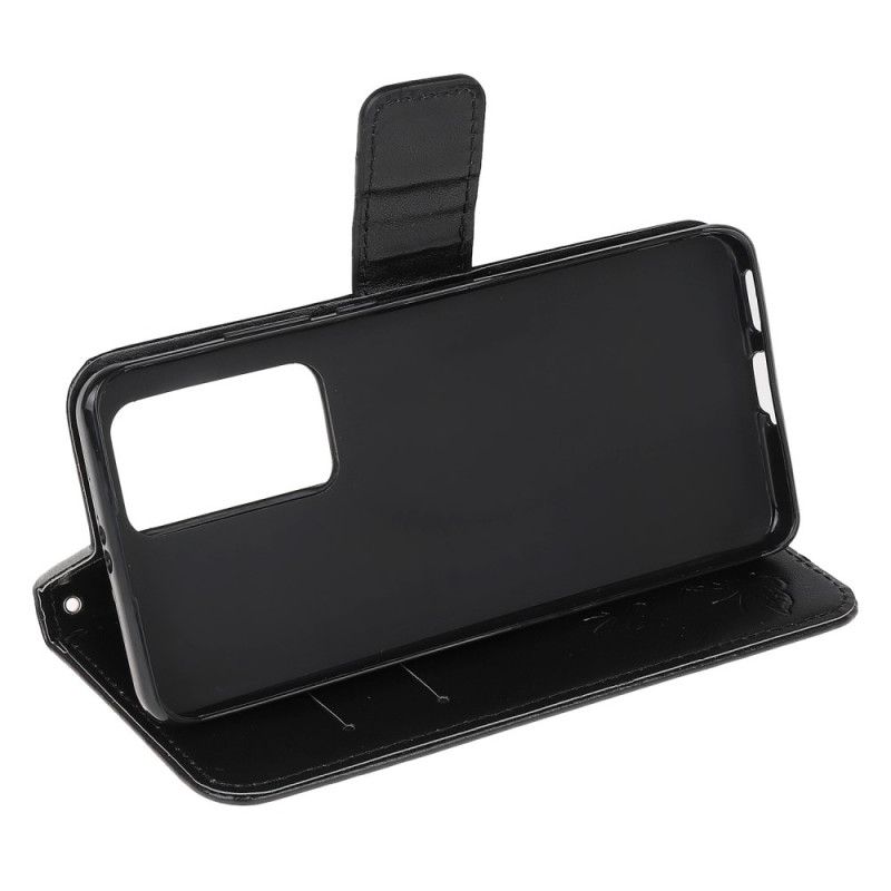 Lærdeksel Folio Deksel Xiaomi Mi 10T / 10T Pro Svart Mobildeksel Sommerfugler Og Blomster I Asia