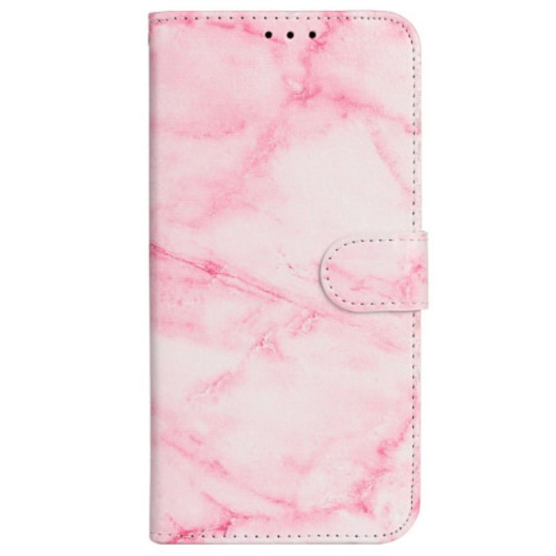 Folio Deksel iPhone 16 Plus Rosa Marmormønster