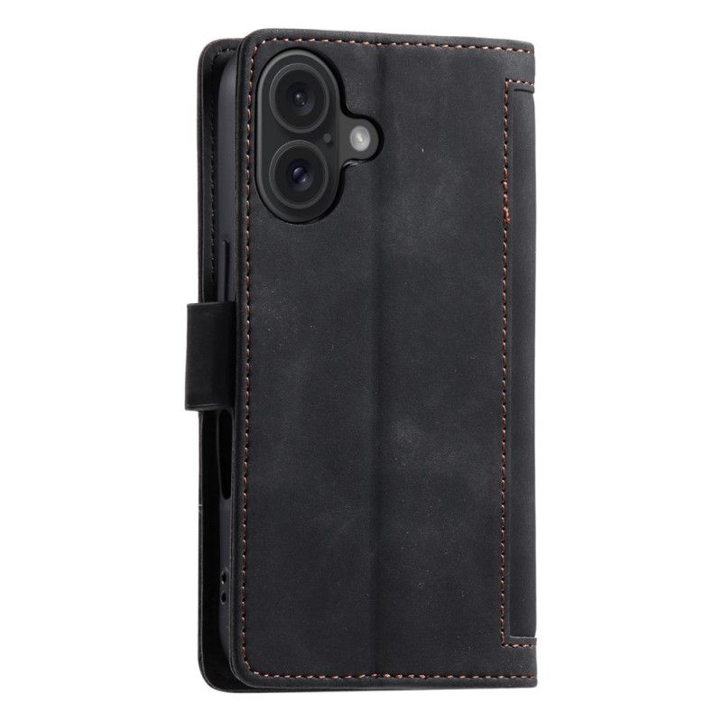 Lærdeksel Folio Deksel iPhone 16 Plus Mobildeksel Vintage Style Protection