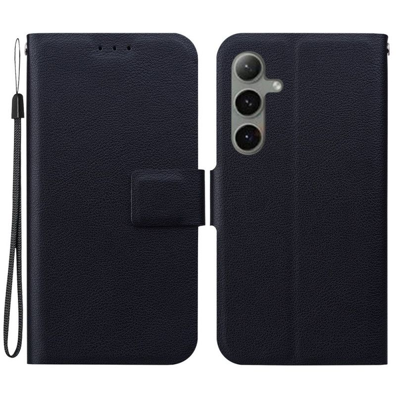 Folio Deksel Samsung Galaxy S25 Plus 5g Ensfarget Skinneffekt Med Stropp