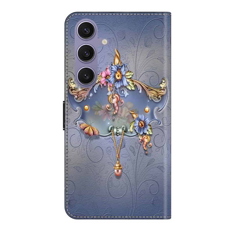 Folio Deksel Samsung Galaxy S25 Plus 5g Graverte Blomster