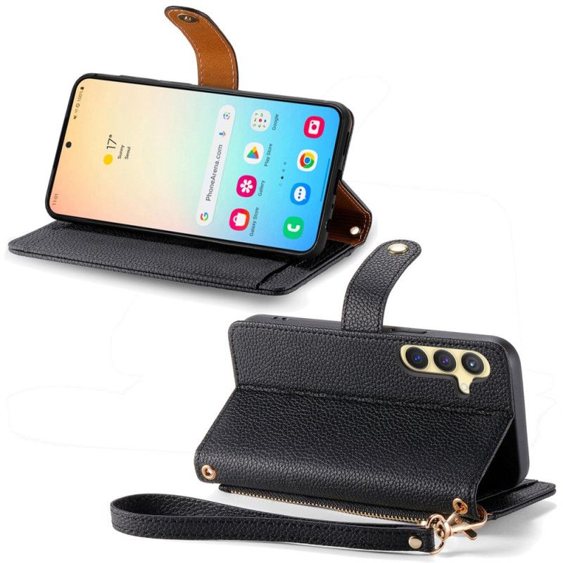 Folio Deksel Samsung Galaxy S25 Plus 5g Lærlommebok Med Rfid-glidelåslomme Beskyttelse Deksel