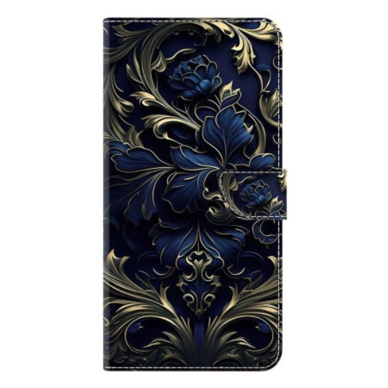 Folio Deksel Samsung Galaxy S25 Plus 5g Metallisk Blå Blomst
