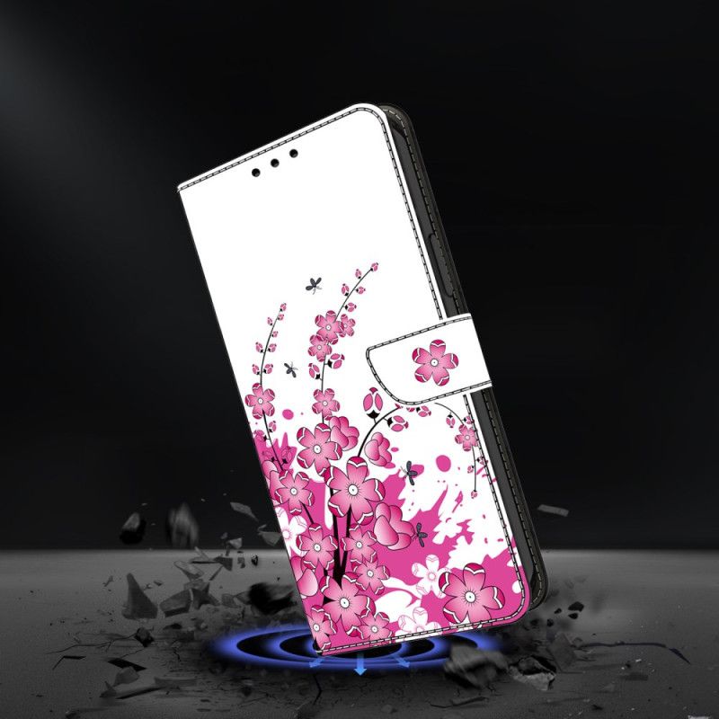 Folio Deksel Samsung Galaxy S25 Plus 5g Rosa Blomstermønster Beskyttelse Deksel