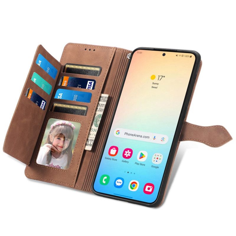 Lærdeksel Folio Deksel Samsung Galaxy S25 Plus 5g Blonderem I Semsket Skinneffekt