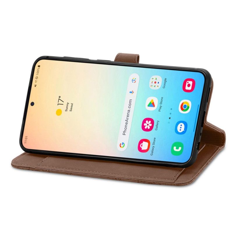 Lærdeksel Folio Deksel Samsung Galaxy S25 Plus 5g Blonderem I Semsket Skinneffekt