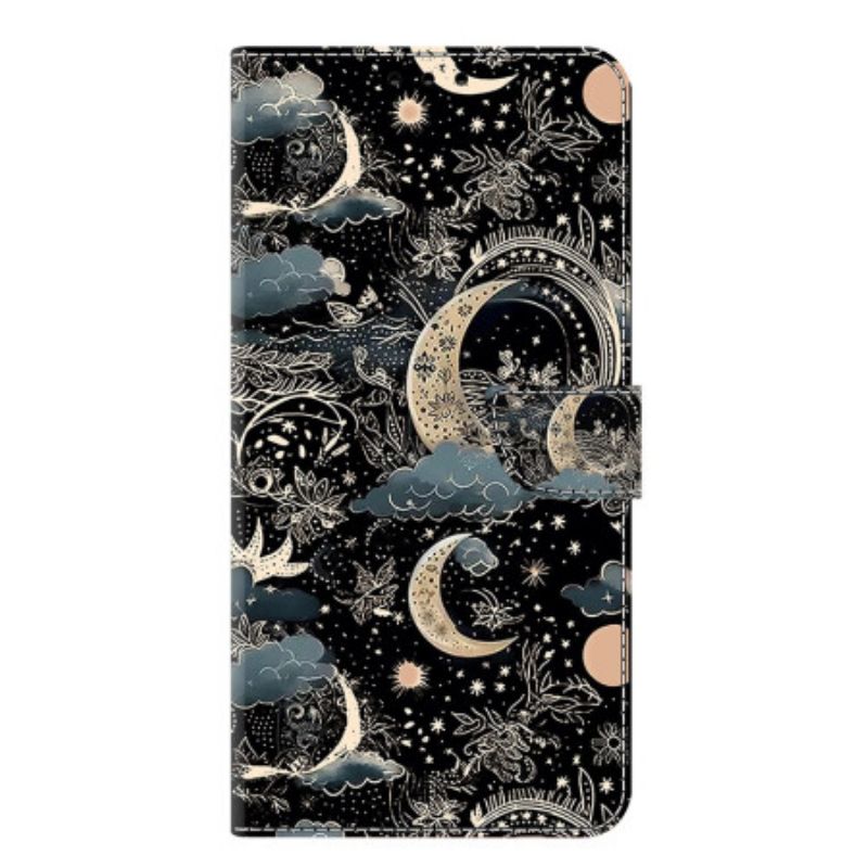 Lærdeksel Folio Deksel Samsung Galaxy S25 Plus 5g Månemønster