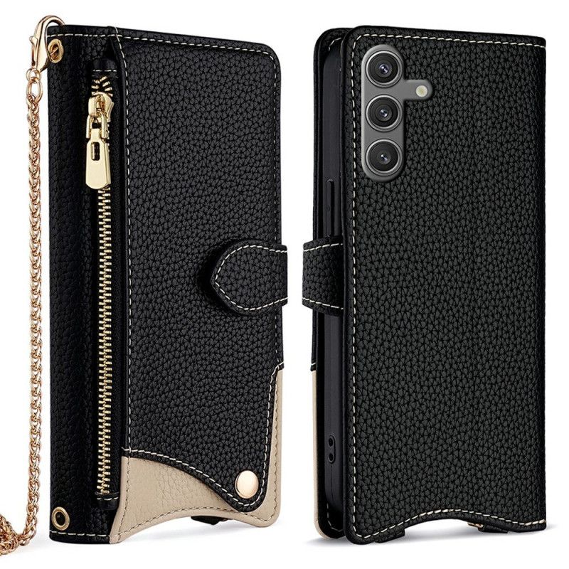 Lærdeksel Folio Deksel Samsung Galaxy S25 Plus 5g Mobildeksel Lommebok Med Kjede