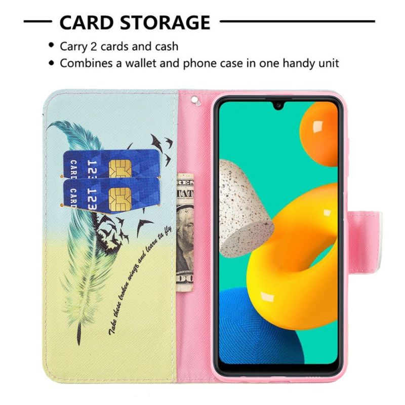 Folio Deksel Samsung Galaxy M32 Lær Å Fly
