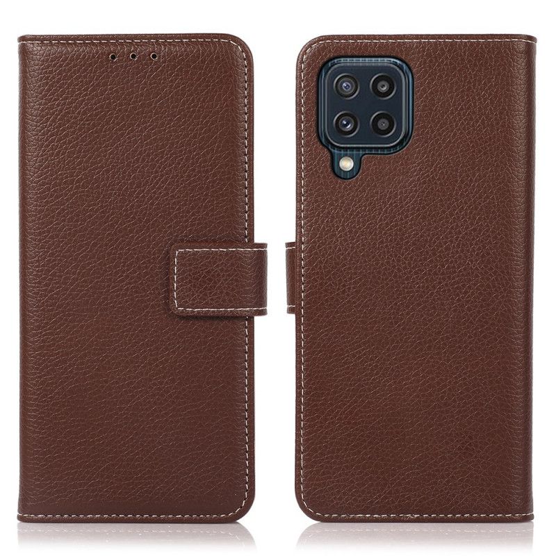 Folio Deksel Samsung Galaxy M32 Litchi-sømmer I Kunstskinn