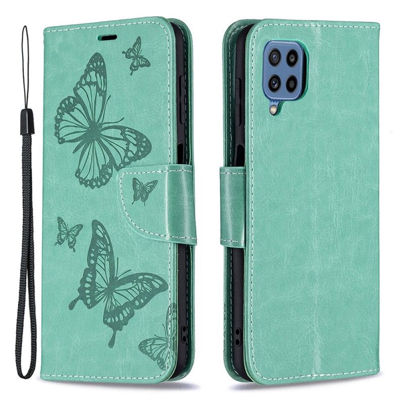 Folio Deksel Samsung Galaxy M32 Sommerfugler På Flukt Med Snor