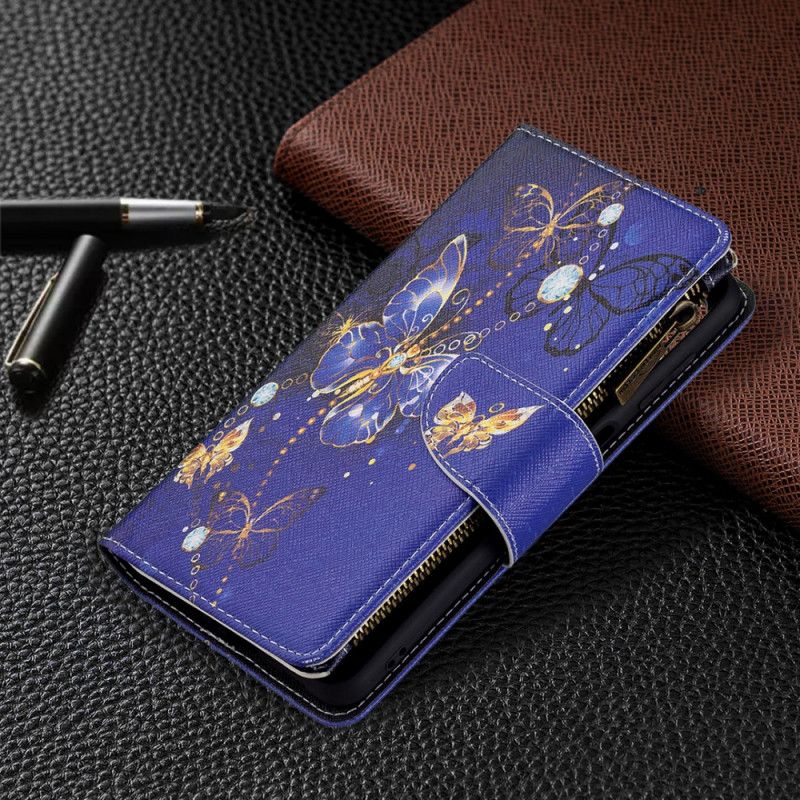 Folio Deksel Samsung Galaxy M32 Sommerfugllomme Med Glidelås Beskyttelse Deksel