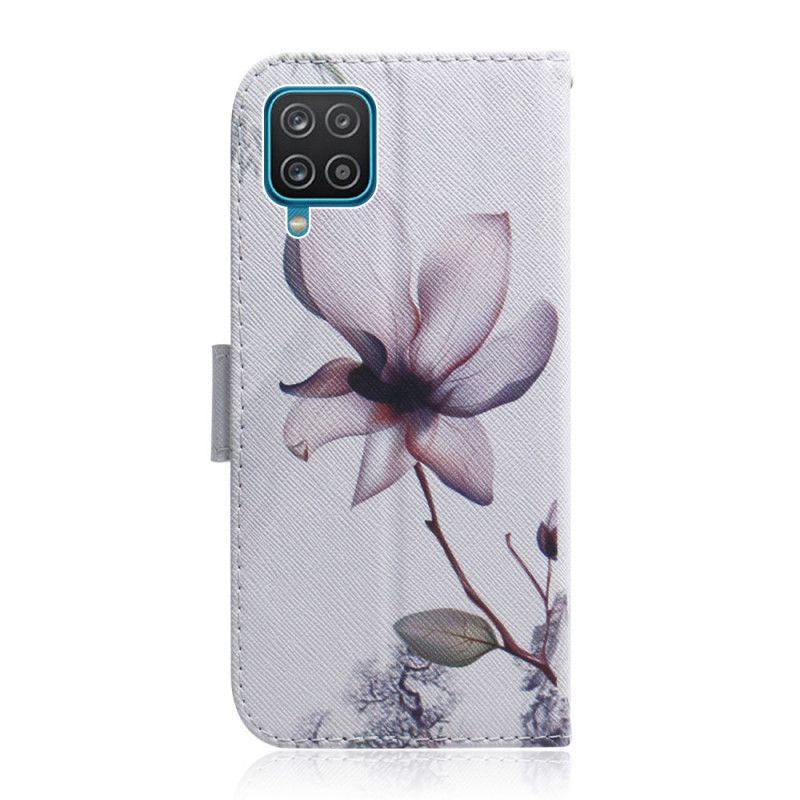 Lærdeksel Folio Deksel Samsung Galaxy M32 Gammel Rosa Blomst