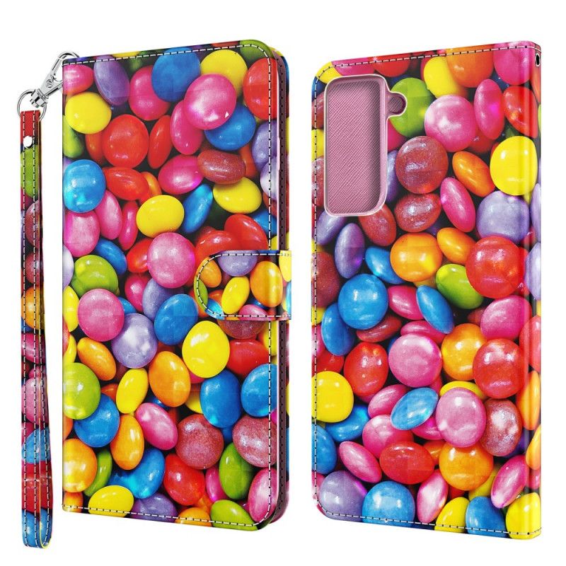 Folio Deksel Samsung Galaxy S21 Plus 5G Lys Spot Stripe Godteri