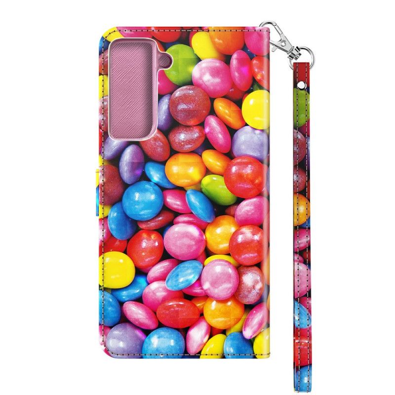 Folio Deksel Samsung Galaxy S21 Plus 5G Lys Spot Stripe Godteri
