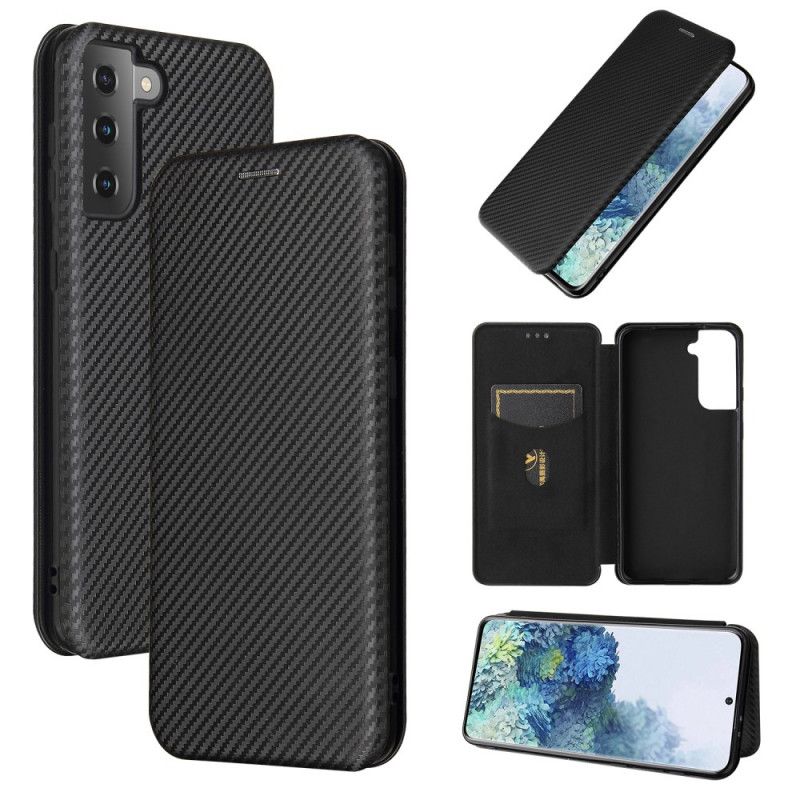Folio Deksel Samsung Galaxy S21 Plus 5G Svart Karbonfiber Beskyttelse