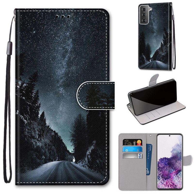 Folio Deksel Samsung Galaxy S21 Plus 5G Svart Mystisk Natur