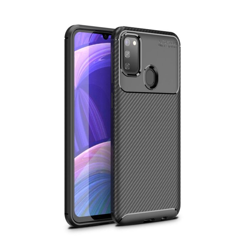 Deksel Samsung Galaxy M21 Svart Fleksibel Karbonfibertekstur