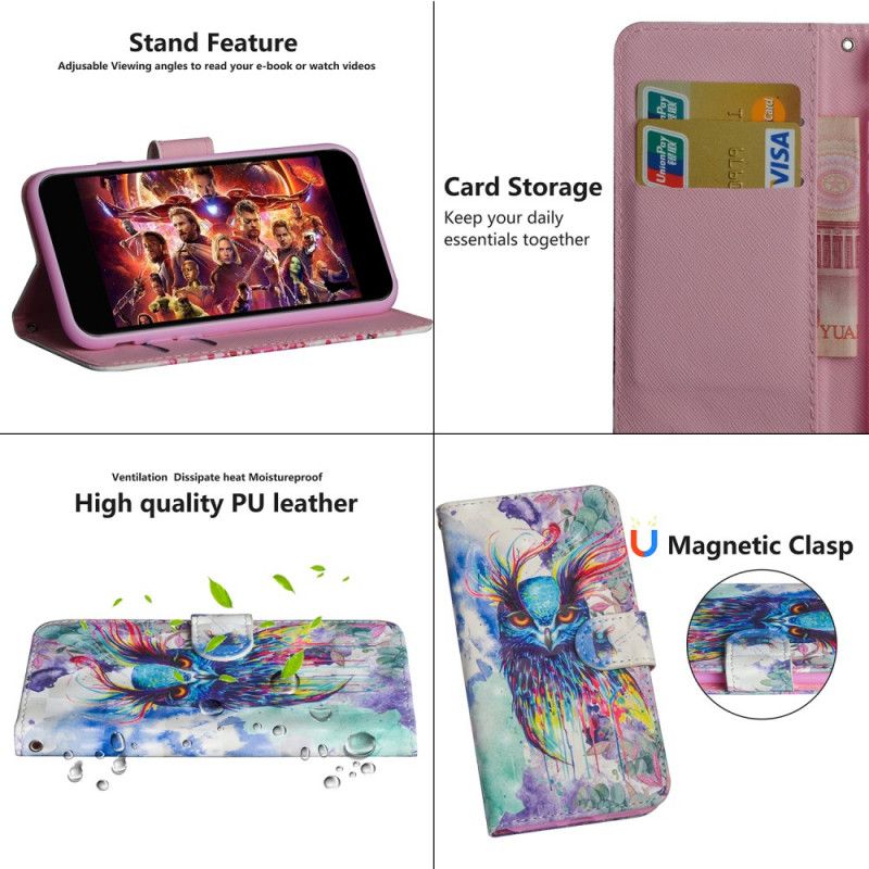 Lærdeksel Folio Deksel Samsung Galaxy M21 Akvarellfugl