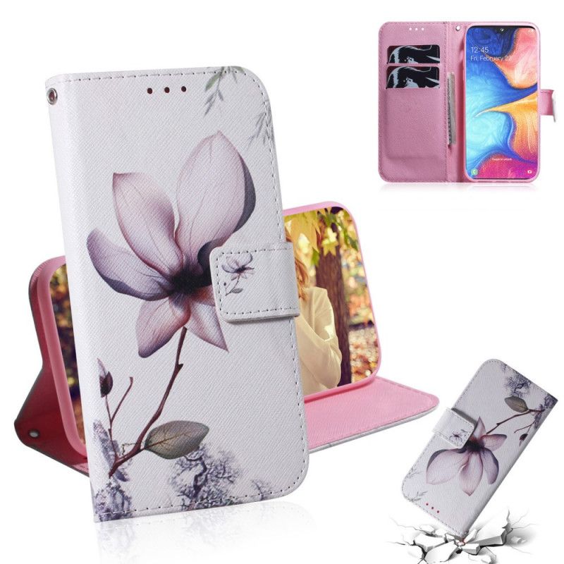Lærdeksel Folio Deksel Samsung Galaxy M21 Gammel Roseblomst