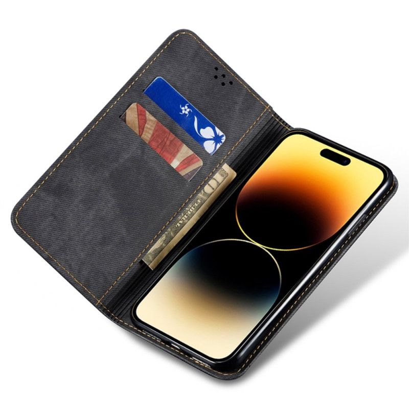Folio Deksel iPhone 16 Pro Jeansstoff