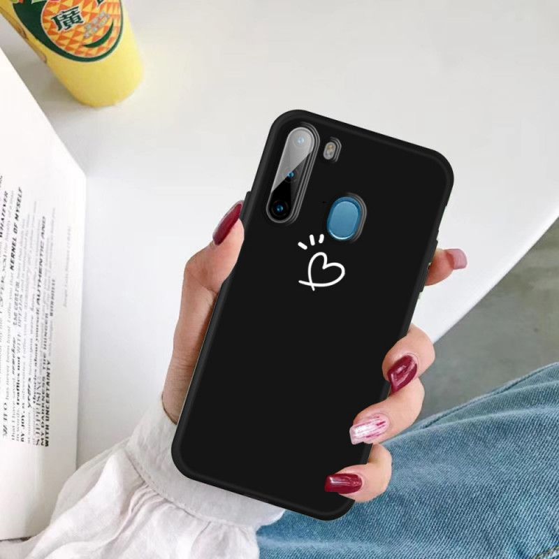 Deksel Samsung Galaxy M11 Svart Bankende Hjertesilikon