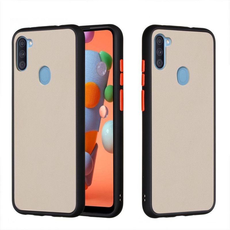 Deksel Samsung Galaxy M11 Svart Hybrid Med Fargede Kanter