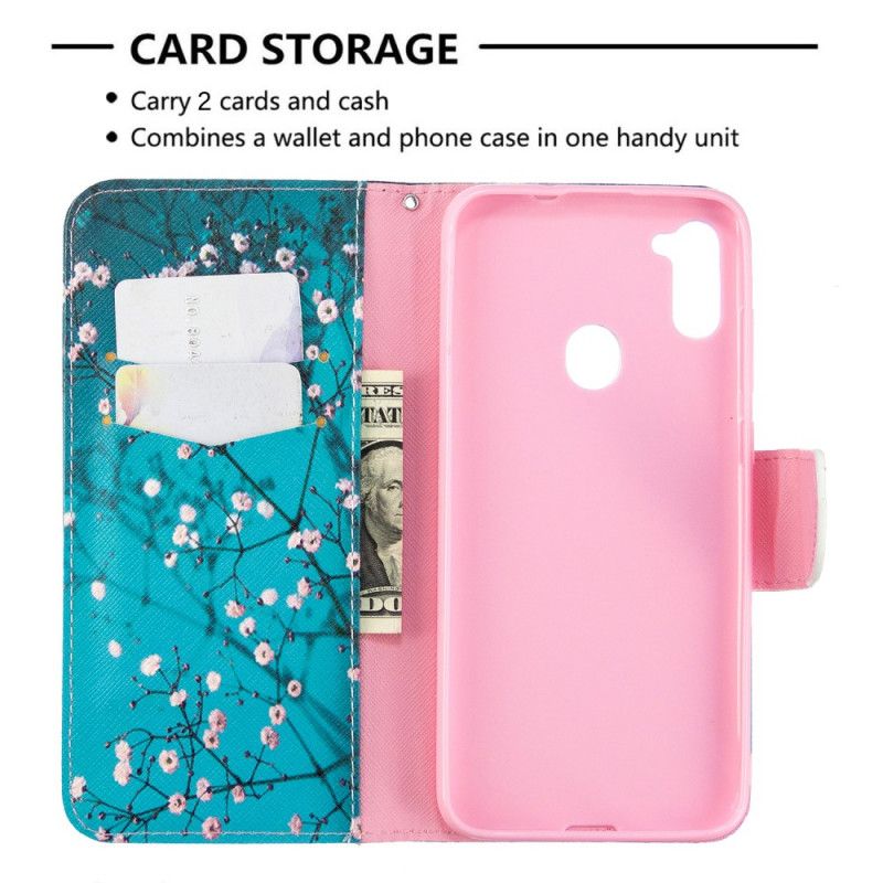 Folio Deksel for Samsung Galaxy M11 Blomstrende Tre